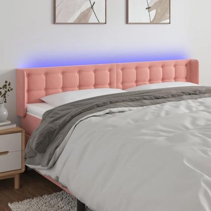 Vidaxl Zagłówek Do Łóżka Z Led Różowy 163X16X78/88 Cm Aksamit 168666949