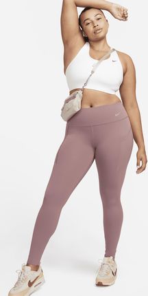 Damskie legginsy o pełnej długości ze średnim stanem i kieszeniami zapewniające średnie wsparcie Nike Universa - Fiolet