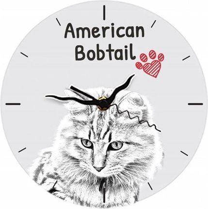 Kot Amerykański Bobtail Stojący Zegar Z Grafiką