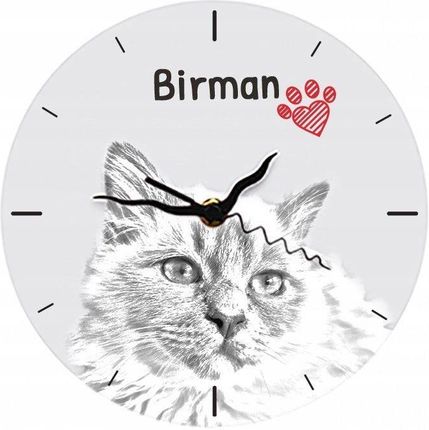 Kot Birmański Stojący Zegar Z Grafiką Mdf