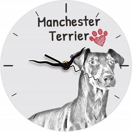 Manchester Terrier Stojący Zegar Z Grafiką Mdf