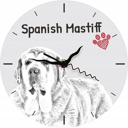 Mastif Hiszpański Stojący Zegar Z Grafiką Mdf