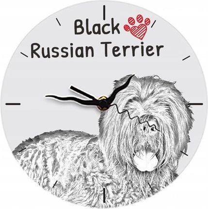Czarny Terier Rosyjski Stojący Zegar Z Płyty Mdf