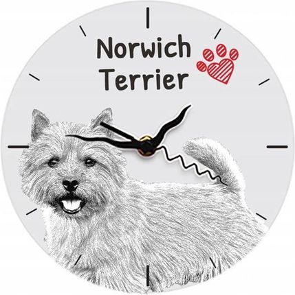 Norwich Terier Stojący Zegar Z Płyty Mdf Grafika
