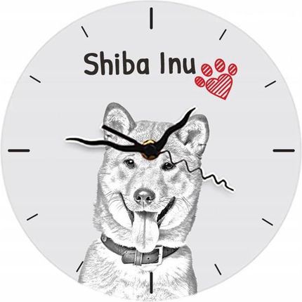 Shiba Inu Stojący Zegar Z Grafiką Z Płyty Mdf