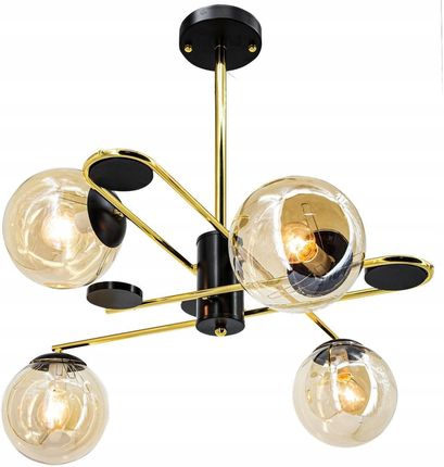 Lampa wisząca żyrandol salon 4xE27 złoto klosz kula nowoczesna