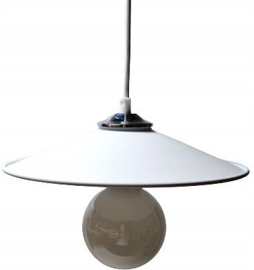Lampa wisząca metalowa biała dysk talerz E27 loft