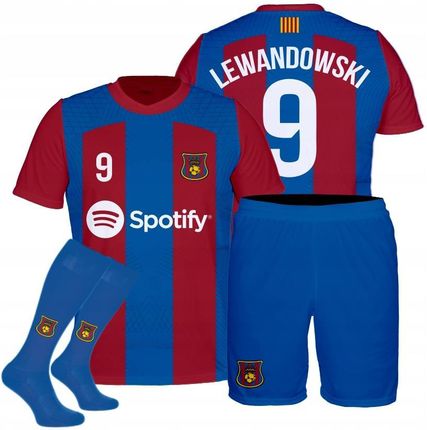 Lewandowski Barcelona Strój Sportowy Komplet Piłkarski Rozmiar 140 Getry