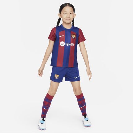 Trzyczęściowy Strój Dla Małych Dzieci Nike Dri-Fit Fc Barcelona 2023/24 Wersja Domowa - Niebieski