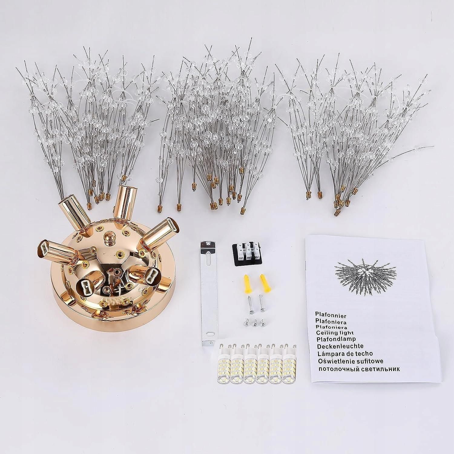 プラチニウ ムゴールド1 Lampa Sufitowa Złota Ściemnialna Zyrandol G9 Lampa Wiszaca