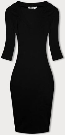 Dopasowana sukienka w prążki czarna (5579)