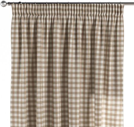 Dekoria Zasłona Na Taśmie Marszczącej 1 Szt. Beżowo Biała Kratka (1,5X1,5Cm) Quadro 130X245 Cm