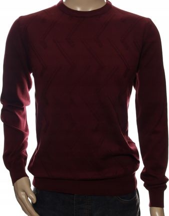 STROKERS klasyczny sweter męski z bawełny ze wzorem tłoczonym M bordowy
