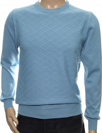 STROKERS klasyczny sweter męski z bawełny ze wzorem tłoczonym L błękitny