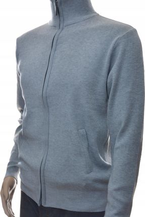 Klasyczny męski sweter półgolf ze stójką rozpinany XXL 2XL szary jasny