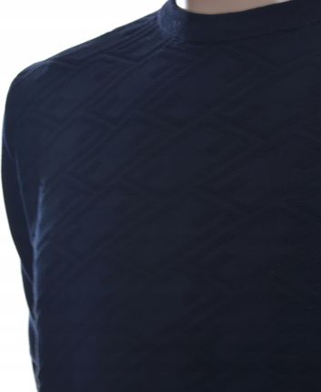 STROKERS klasyczny sweter męski ze wzorem tłoczonym bawełniany M granatowy
