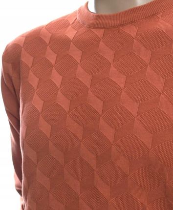 STROKERS klasyczny sweter męski ze wzorem tłoczonym bawełniany L ceglasty