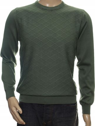STROKERS klasyczny sweter męski ze wzorem tłoczonym M zielony khaki