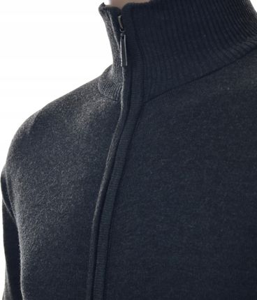 Klasyczny męski sweter ze stójką półgolf rozpinany XXL 2XL szary ciemny