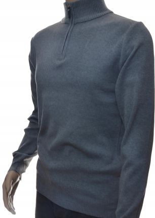 Męski sweter sweterek ze stójką pod szyję L szary
