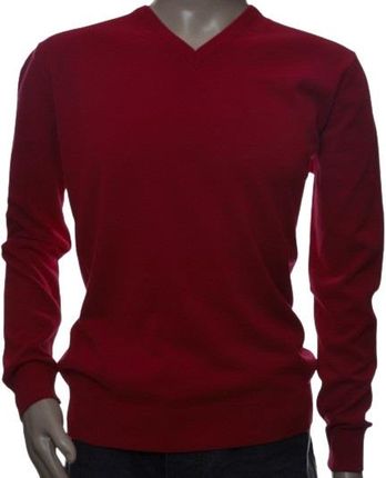 Sweter męski klasyczny z kaszmiru i wełny merynosów XL kaszmirowy bordo