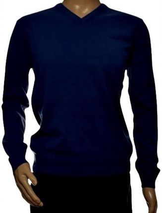 Klasyczny sweter męski z wełny merynosów i kaszmiru kaszmirowy XL granatowy