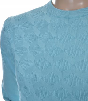 STROKERS klasyczny elegancki sweter męski bawełniany M turkusowy