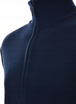 Klasyczny męski sweter ze stójką półgolf rozpinany XL granatowy