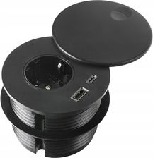 Zdjęcie Spacetronik Gniazdo Wpuszczane W Blat Okrągłe Spsr1D3B V2 Czarne Usb A I C - Siechnice