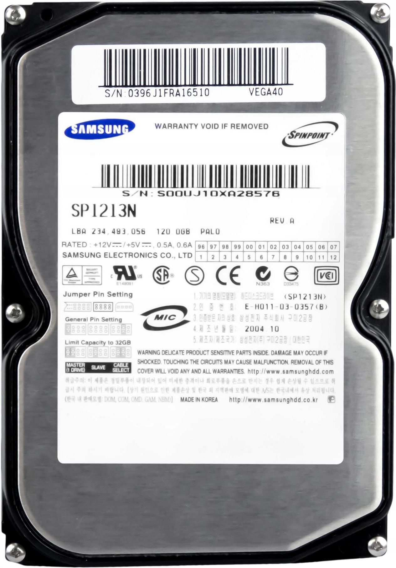 Dysk twardy Samsung 120GB Ultra ATA Hard Drive (SP1213N) - Opinie i ...