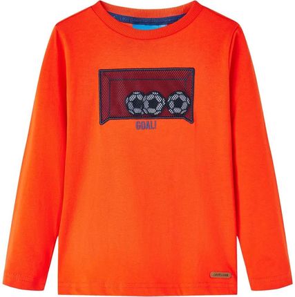 Koszulka dziecięca z długimi rękawami, piłka nożna, żywy pomarańcz 140