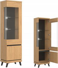 Liveo Meble Witryna Prawa Barek Gablota Szklana Do Salonu D�b Kamienny Czarny Ate At06 14425339249