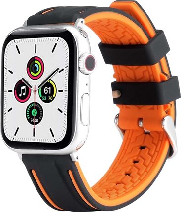 Beline Pasek Solid Silicone Do Apple Watch Series 1 2 3 4 5 6 7 8 Se Se2 38 41 Mm Pomarańczowo Czarny