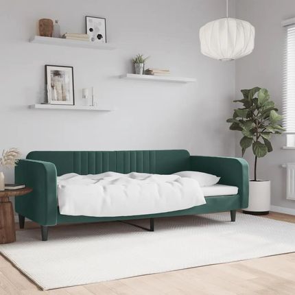 Vidaxl Sofa Z Funkcją Spania Ciemnozielona 90X200Cm Obita Aksamitem 354088