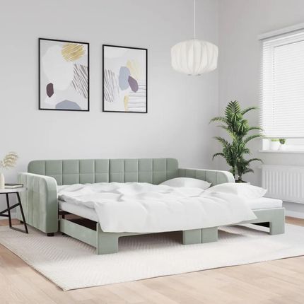 Vidaxl Sofa Rozsuwana Jasnoszara 100X200 Cm Aksamit 3196936