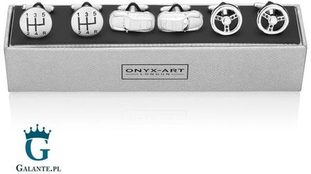 Onyx-Art Zestaw spinek do mankietów na prezent dla kierowcy