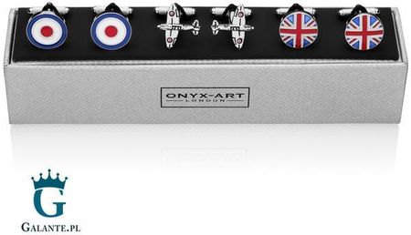 Onyx-Art Zestaw spinek do mankietów RAF na prezent dla pilota