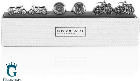 Onyx-Art Zestaw spinek do mankietów na prezent dla motocyklisty