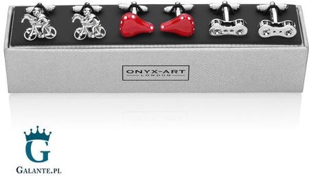 Onyx-Art Zestaw spinek do mankietów na prezent dla rowerzysty