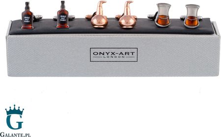 Onyx-Art Spinki do mankietów - zestaw na prezent dla konesera whisky