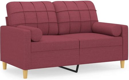 Vidaxl 2 Osobowa Sofa Z Poduszkami Winna Czerwień 120 Cm Tkanina 3200780 - zdjęcie 2