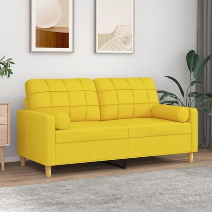 Vidaxl 2 Osobowa Sofa Z Poduszkami Jasnożółta 140 Cm Tkanina 3200787