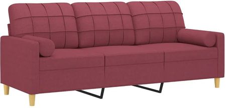 Vidaxl 3 Osobowa Sofa Z Poduszkami Bordowa 180 Cm Tkanina 3200796 - zdjęcie 3