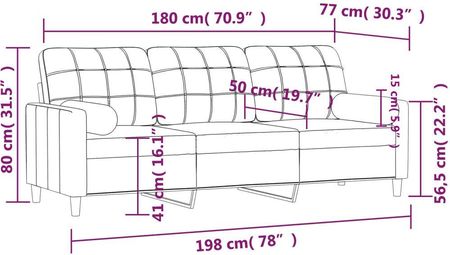 Vidaxl 3 Osobowa Sofa Z Poduszkami Bordowa 180 Cm Tkanina 3200796 - zdjęcie 4