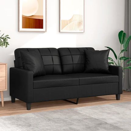 Vidaxl 2 Osobowa Sofa Z Poduszkami Czarna 140 Cm Sztuczna Skóra 3200803