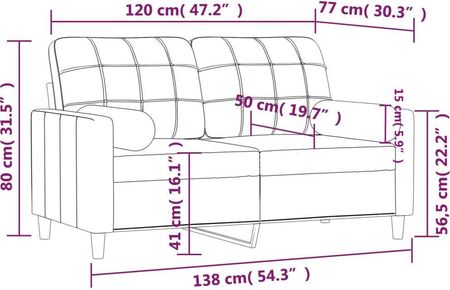 Vidaxl 2 Osobowa Sofa Z Poduszkami Kremowa 120 Cm Tkanina 3200776 - zdjęcie 4