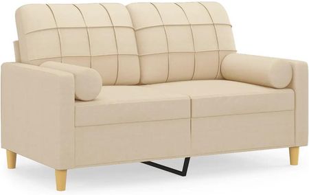 Vidaxl 2 Osobowa Sofa Z Poduszkami Kremowa 120 Cm Tkanina 3200776 - zdjęcie 2