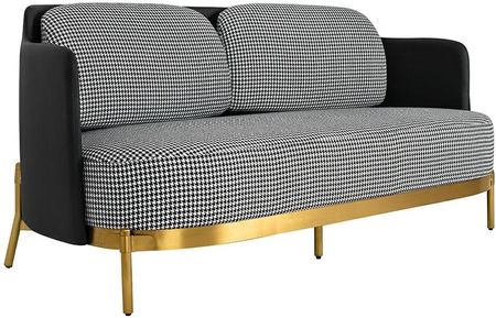 King Home Sofa Venice Tkanina Pepitka Biało Czarna Ekoskóra Złota Podstawa 3284222