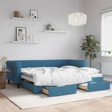 Vidaxl Sofa Rozsuwana Z Szufladami Niebieska 90X200 Cm Aksamit 3197818