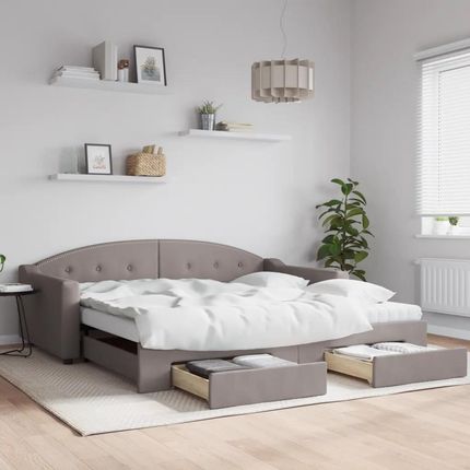 Vidaxl Sofa Rozsuwana Z Szufladami Taupe 100X200 Cm Tkanina 3197592
